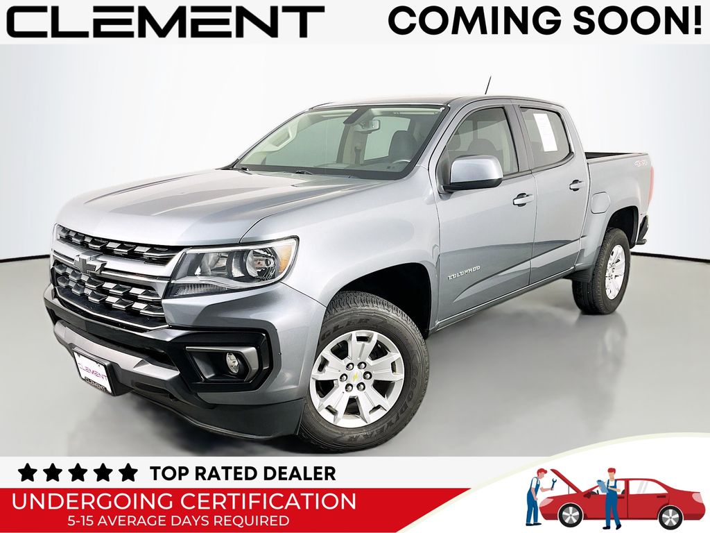 Gray (Satin Steel Metallic) 2021 Chevrolet Colorado LT Crew Cab 4WD Pickup Truck Four-Wheel Drive 8-Speed Automatic
