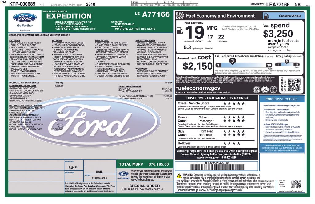 Certified Used 2020 Blue Ford Limited image 7