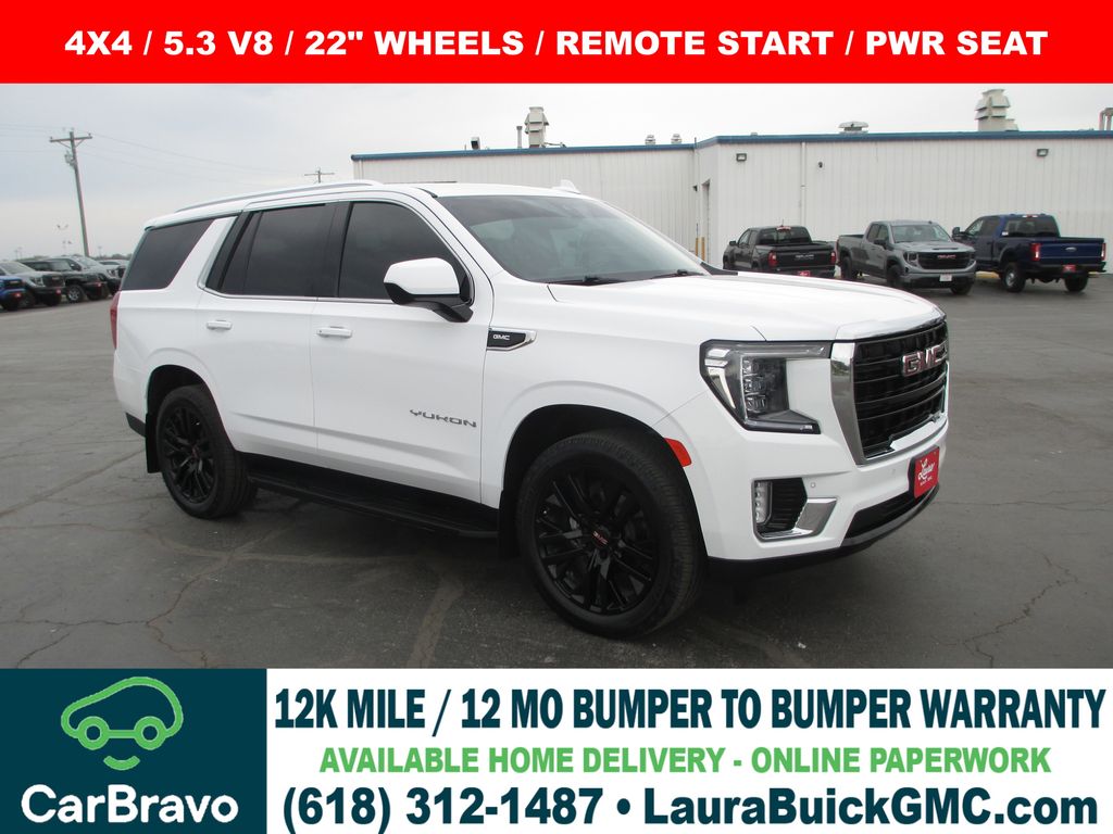 Summit White 2021 GMC Yukon SLE 4WD SUV / Crossover Four-Wheel Drive