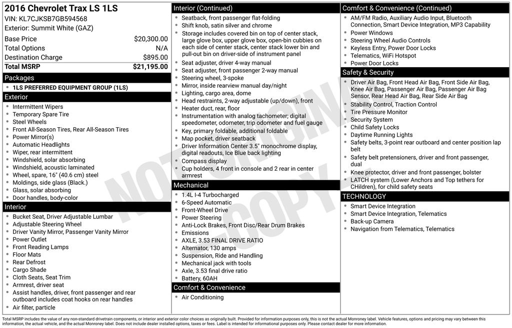 Used 2016 White Chevrolet LS image 5