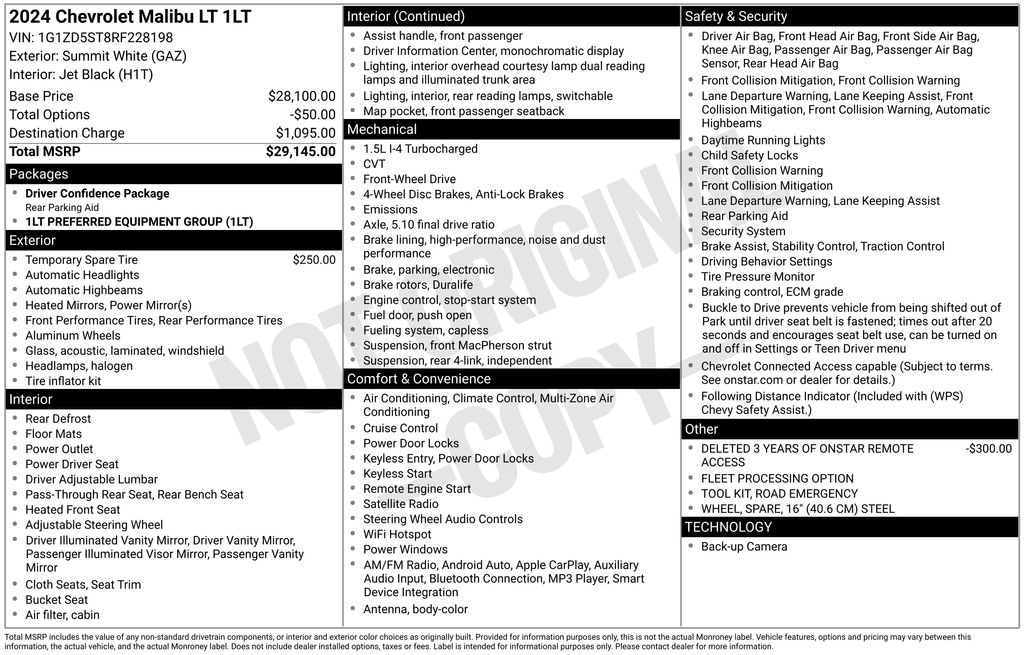 Used Car 2024 Chevrolet Malibu  Lt For Sale Under $20,000 In Austin, Texas