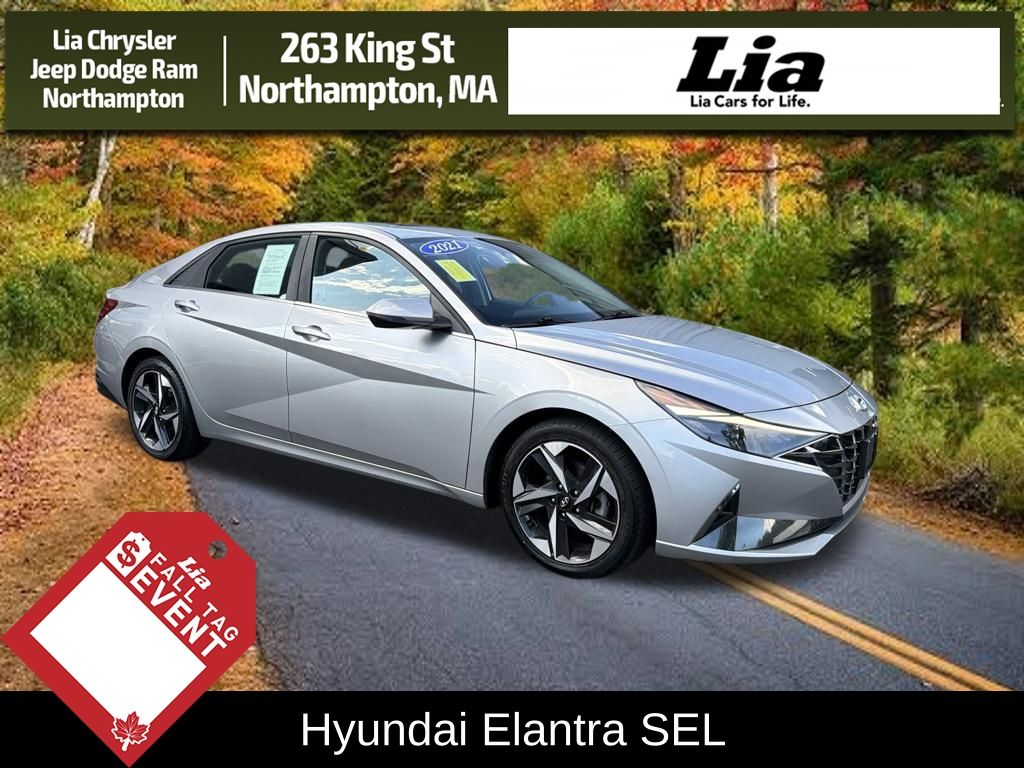 Shimmering Silver Pearl 2021 Hyundai Elantra Sedan Front-Wheel Drive Continuously Variable Transmission