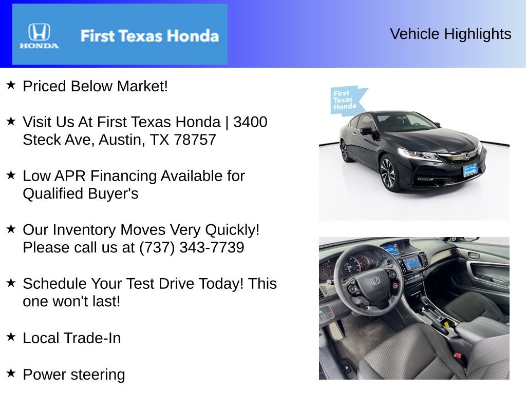 Used Car 2017 Honda Accord  Ex For Sale Under $20,000 In Austin, Texas