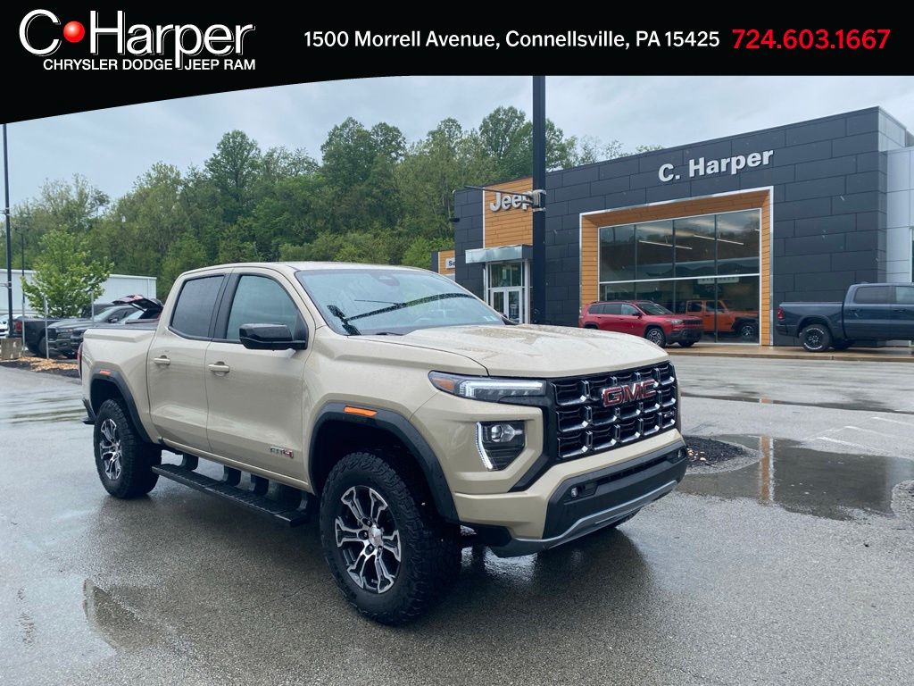 Desert Sand Metallic 2024 GMC Canyon AT4 Crew Cab 4WD Pickup Truck Four-Wheel Drive 8-Speed Automatic