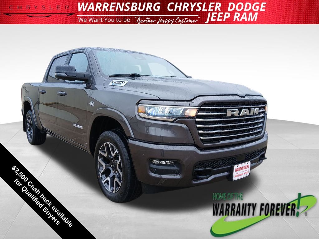 Gray (Granite Crystal Metallic Clearcoat) 2026 RAM 1500 Laramie Crew Cab 4WD Pickup Truck Four-Wheel Drive 8-Speed Automatic