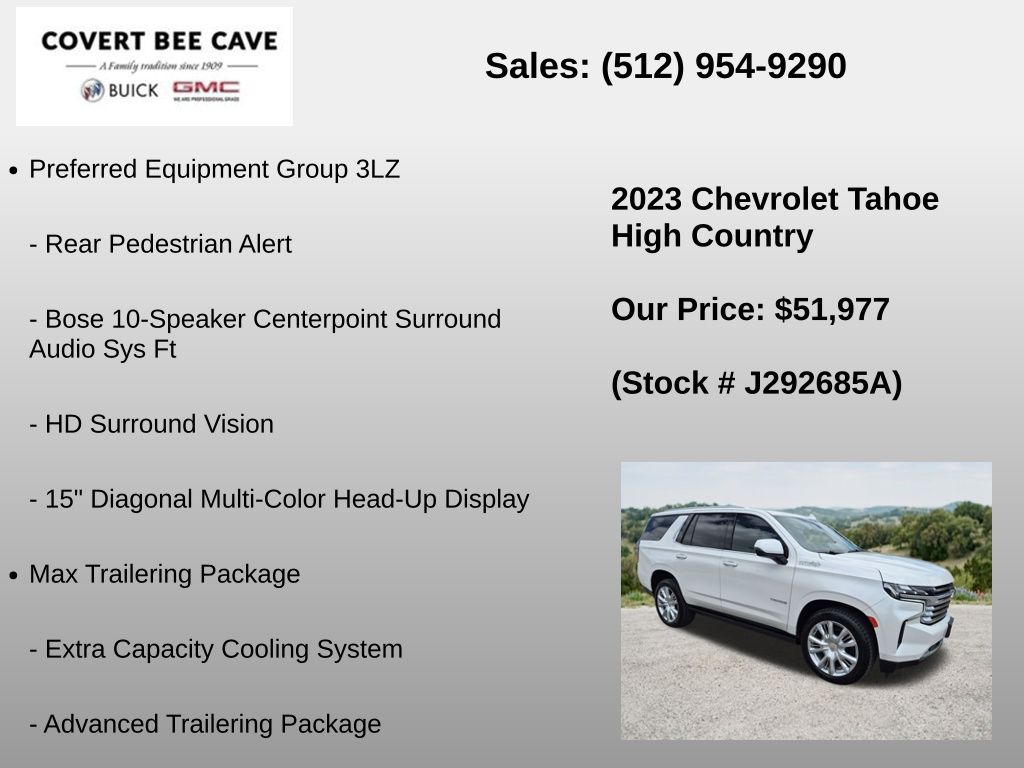 Used Car 2023 Chevrolet Tahoe  High Country For Sale Under $60,000 In Austin, Texas