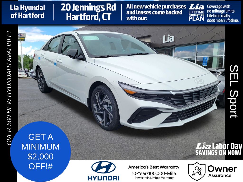 Serenity White 2026 Hyundai Elantra Sedan Front-Wheel Drive Continuously Variable Transmission