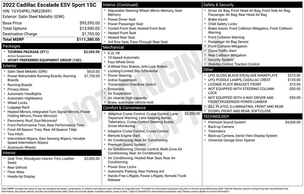 Used Car 2022 Cadillac Escalade Esv  Sport For Sale Under $60,000 In Austin, Texas