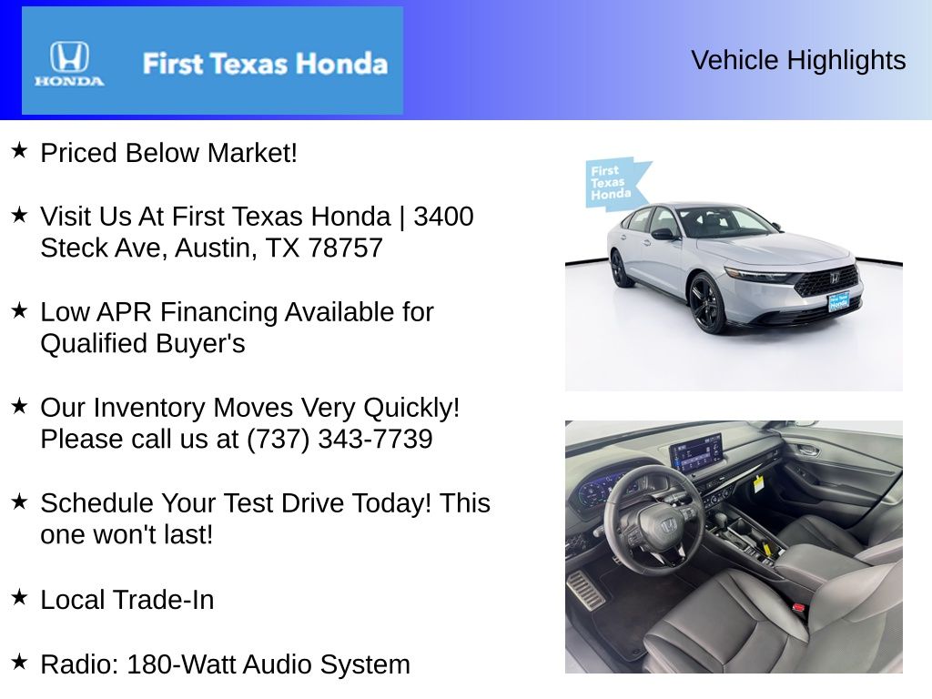 Used Car 2025 Honda Accord Hybrid  Sport-l For Sale In Austin, Texas