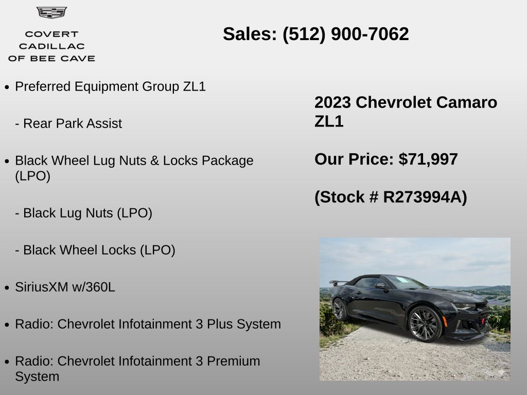 Used Car 2023 Chevrolet Camaro  Zl1 For Sale Under $80,000 In Austin, Texas