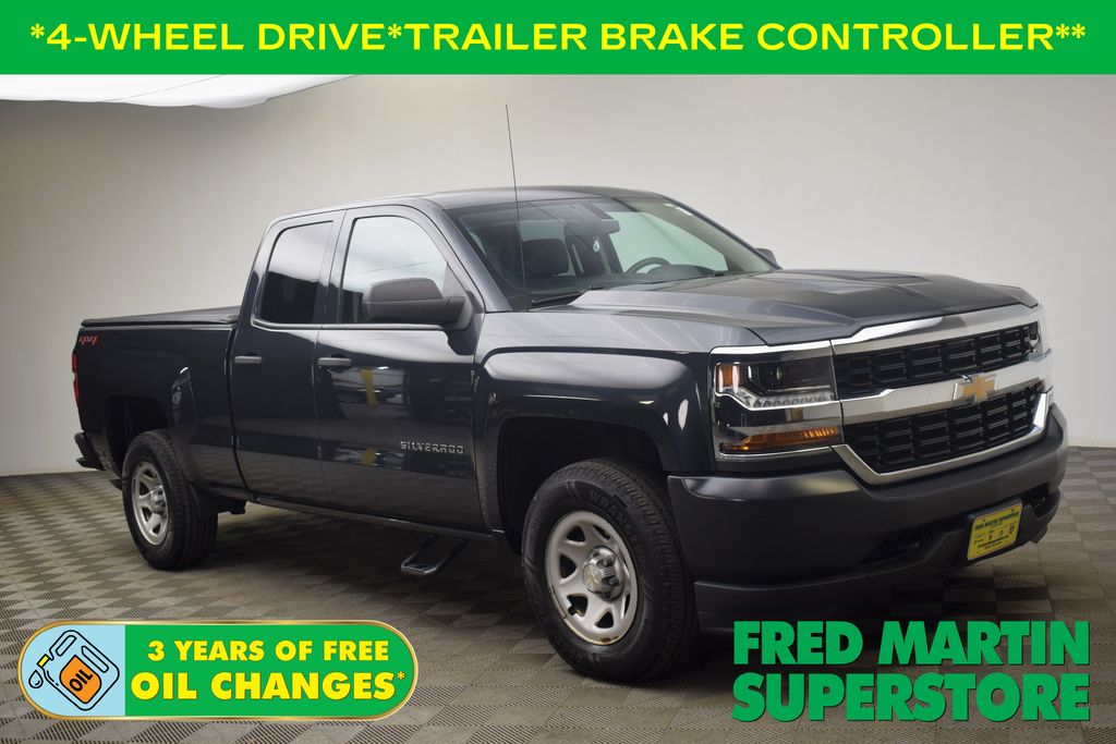 Gray (Graphite Metallic) 2019 Chevrolet Silverado 1500 Work Truck Double Cab 4WD Pickup Truck Four-Wheel Drive 6-Speed Automatic Overdrive