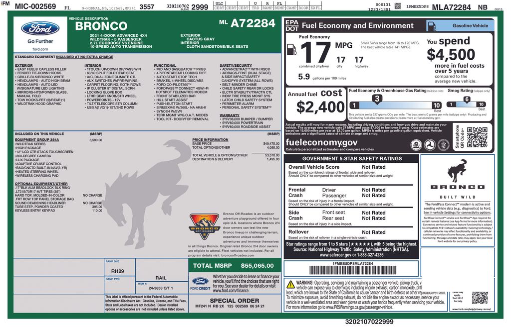 Certified Used 2021 Green Ford Wildtrak image 7