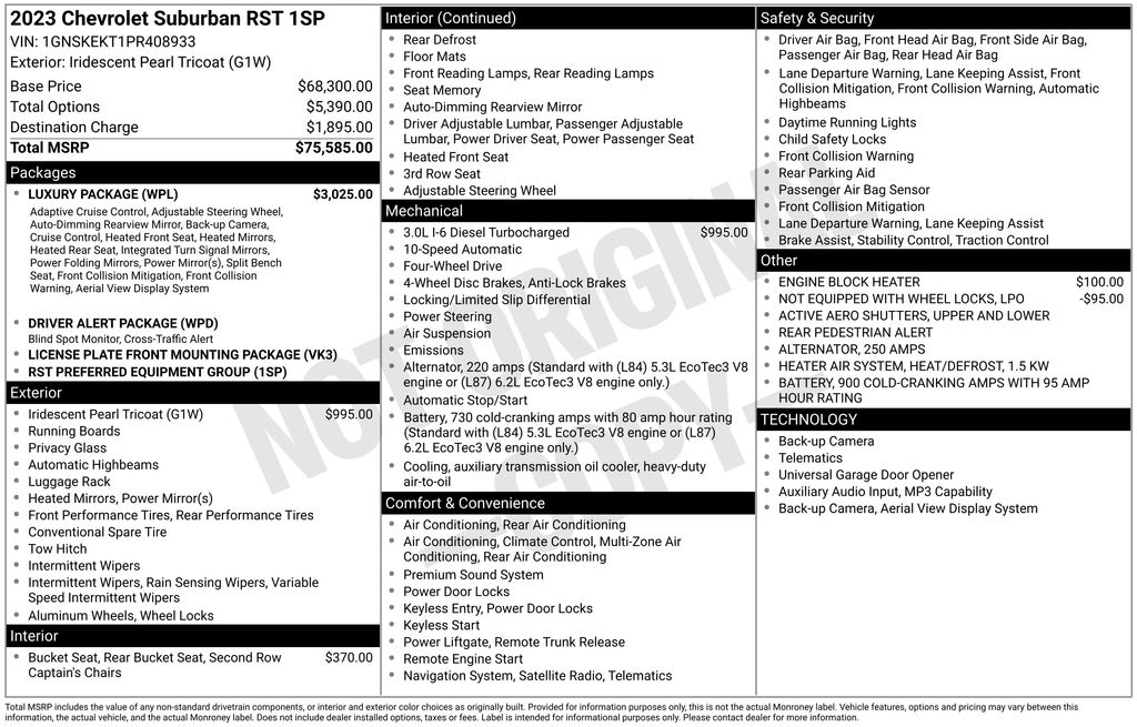 Used Car 2023 Chevrolet Suburban  Rst For Sale Under $60,000 In Austin, Texas