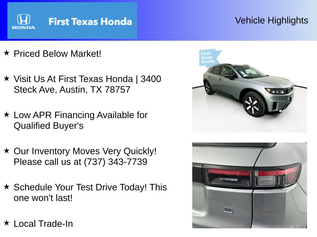 New Car 2025 Honda Prologue  Touring For Sale Under $60,000 In Austin, Texas