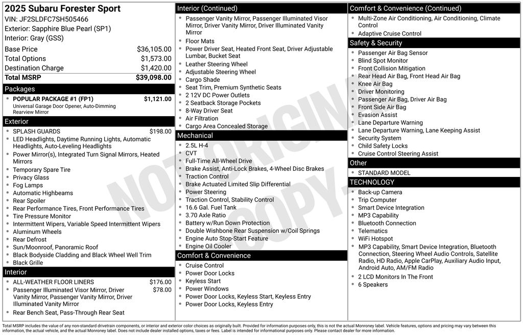 Certified Used 2025 Blue Subaru Sport image 5