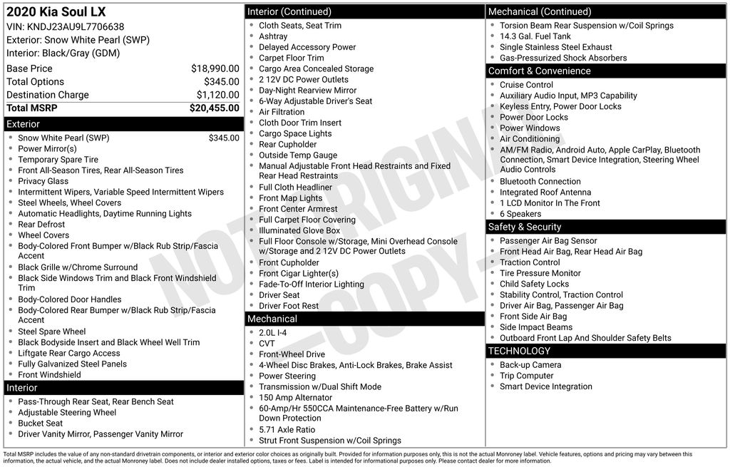 Certified Used 2020 White Kia LX image 5