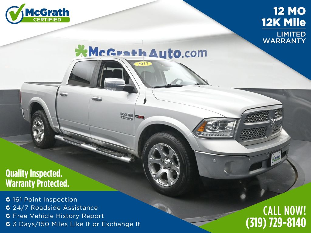 Bright Silver Clearcoat Metallic 2017 RAM 1500 Pickup Truck Four-Wheel Drive 8-Speed Automatic