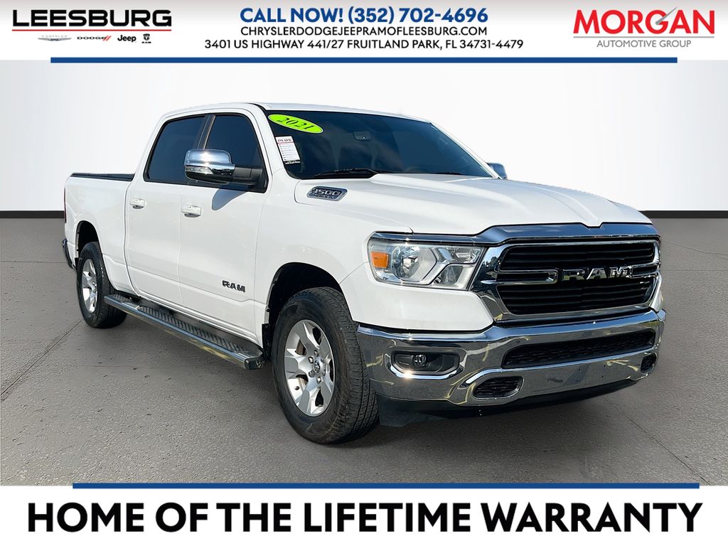 Bright White Clearcoat 2021 RAM 1500 Pickup Truck Four-Wheel Drive 8-Speed Automatic