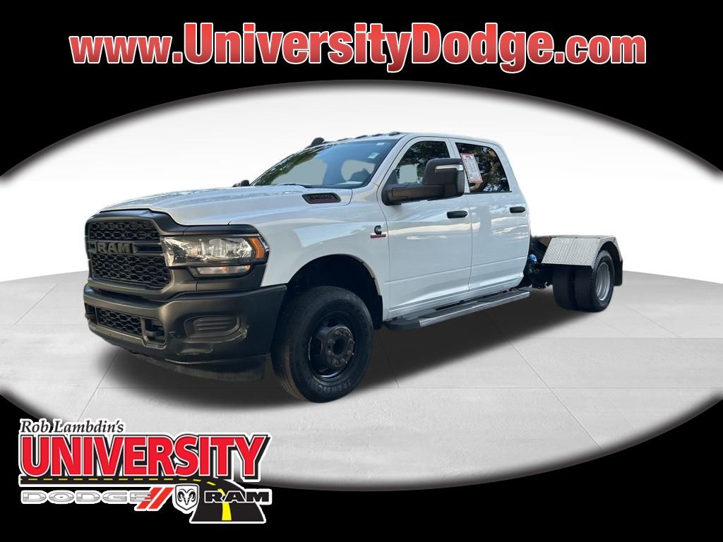 Bright White Clearcoat 2024 RAM 3500 Chassis Tradesman Crew Cab LB DRW 4WD Pickup Truck Four-Wheel Drive 6-Speed Automatic