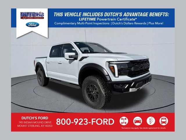 White Metallic 2025 Ford F-150 Raptor SuperCrew 4WD Pickup Truck Four-Wheel Drive Automatic