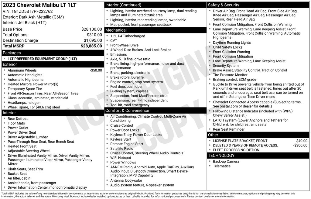 used 2023 Chevrolet Malibu car, priced at $14,300