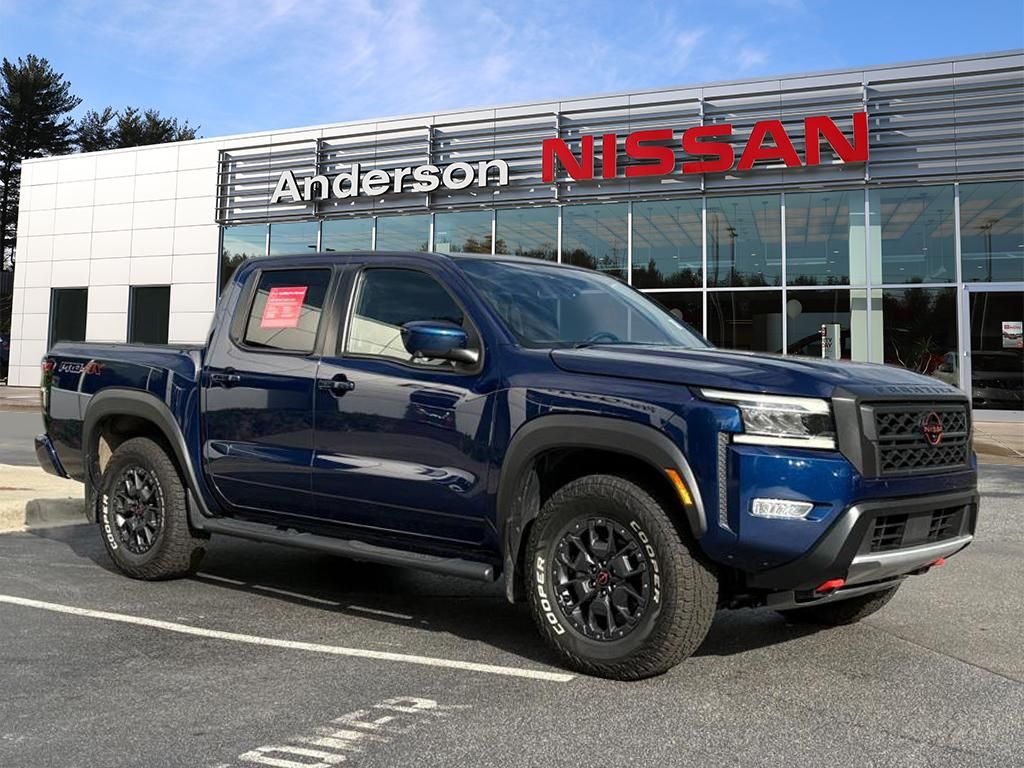 Deep Blue Pearl 2022 Nissan Frontier PRO-4X Crew Cab 4WD Pickup Truck Four-Wheel Drive 9-Speed Automatic