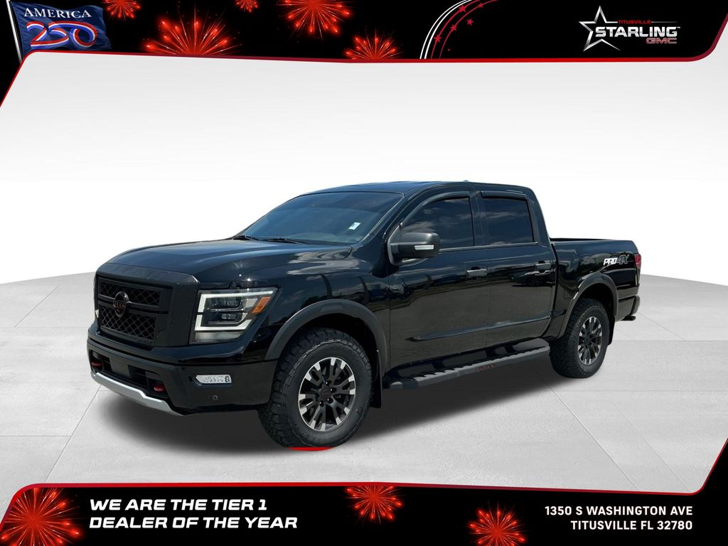 Super Black 2023 Nissan Titan Pickup Truck Four-Wheel Drive 9-Speed Automatic