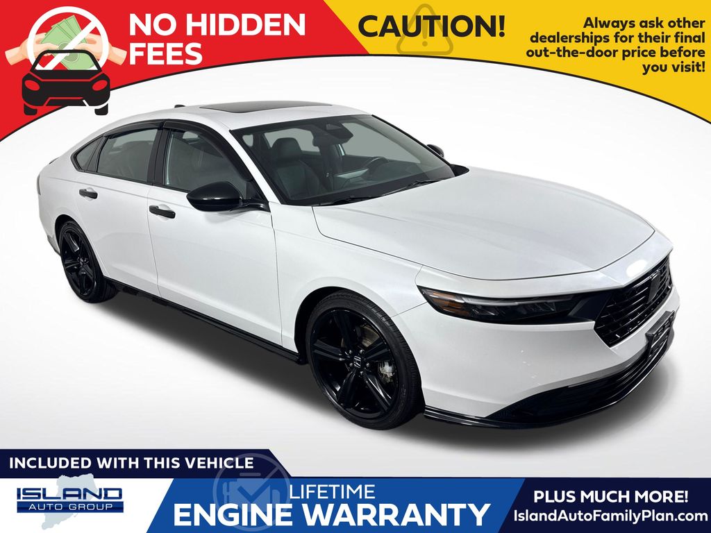 Platinum White Pearl 2024 Honda Accord Hybrid Sedan Front-Wheel Drive Continuously Variable Transmission