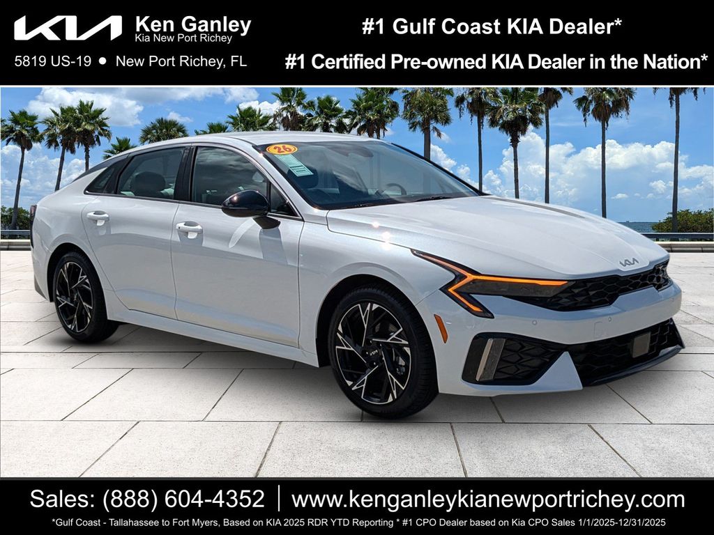 Snow White Pearl 2026 Kia K5 Sedan Front-Wheel Drive 8-Speed Automatic