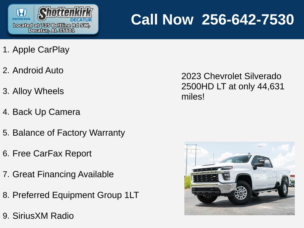 Used 2023 Chevrolet Silverado 2500HD LT with VIN 2GC4WNE75P1706656 for sale in Decatur, AL