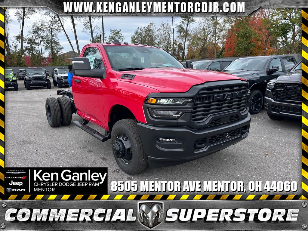Flame Red Clearcoat 2026 RAM 3500 Chassis Tradesman Regular Cab DRW 4WD Pickup Truck Four-Wheel Drive 8-Speed Automatic
