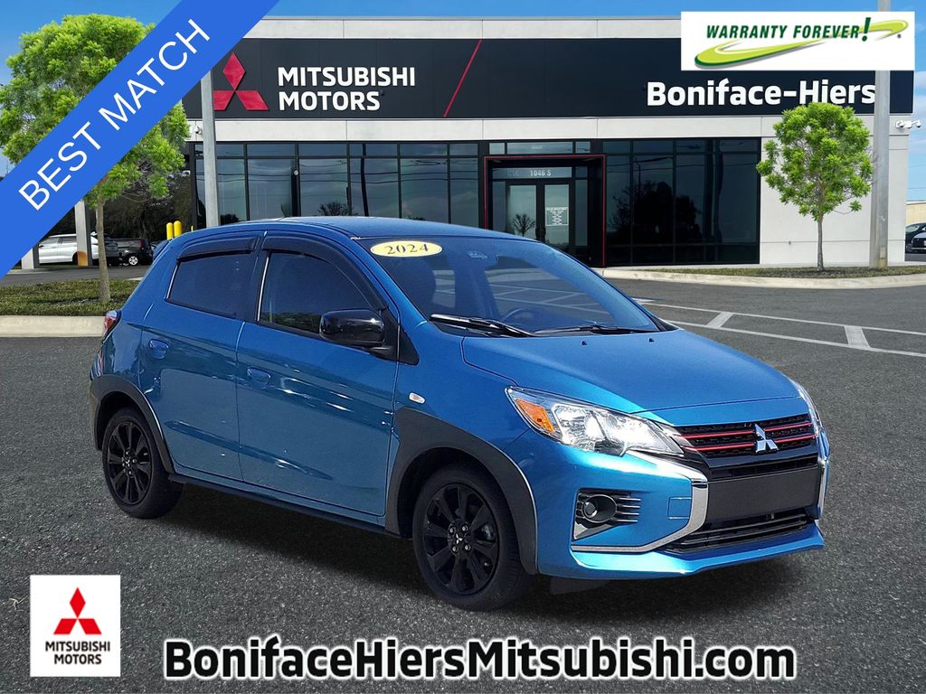 Sapphire Blue Metallic 2024 Mitsubishi Mirage SE FWD Hatchback Front-Wheel Drive Continuously Variable Transmission