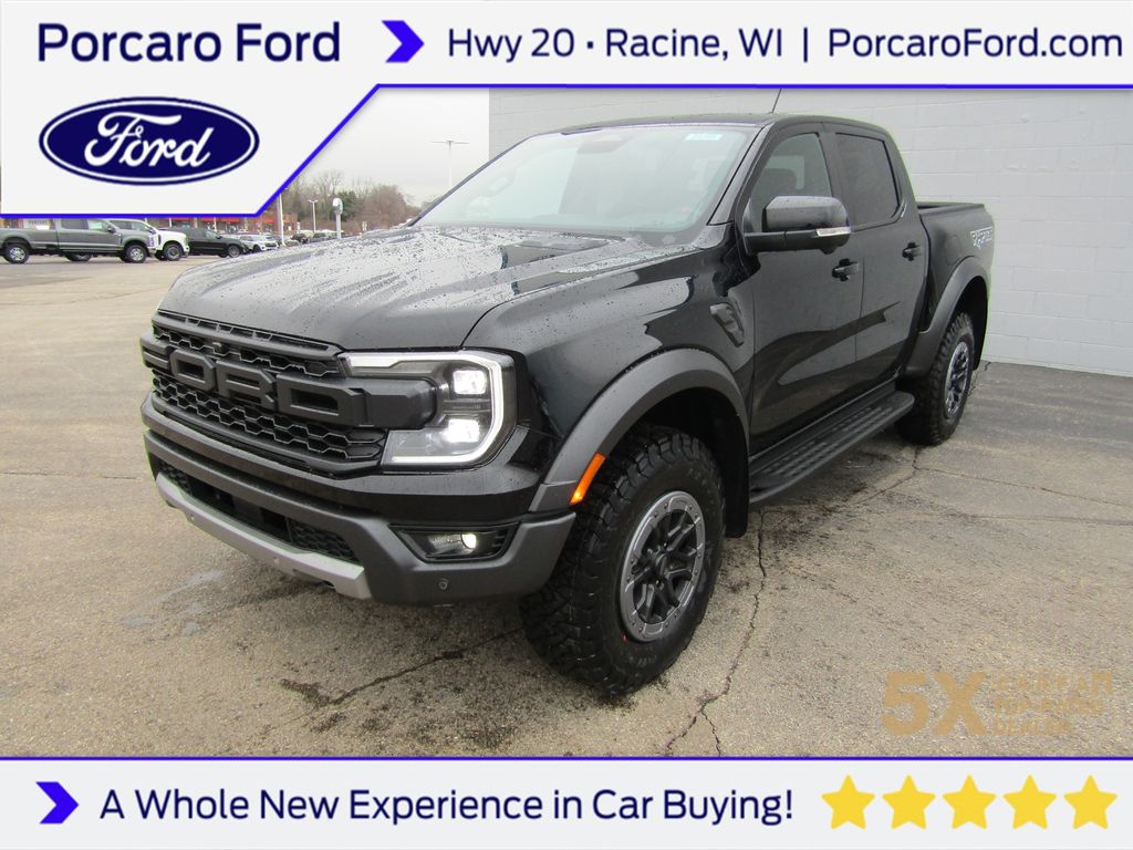 Shadow Black 2025 Ford Ranger Raptor SuperCrew 4WD Pickup Truck Four-Wheel Drive Automatic
