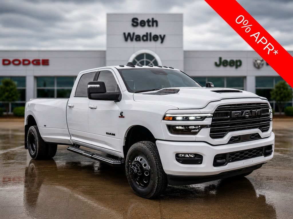 Bright White Clearcoat 2026 RAM 3500 Laramie Crew Cab LB DRW 4WD Pickup Truck Four-Wheel Drive 8-Speed Automatic