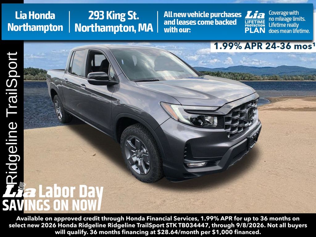 Gray (Modern Steel Metallic) 2026 Honda Ridgeline Pickup Truck All-Wheel Drive 9-Speed Automatic