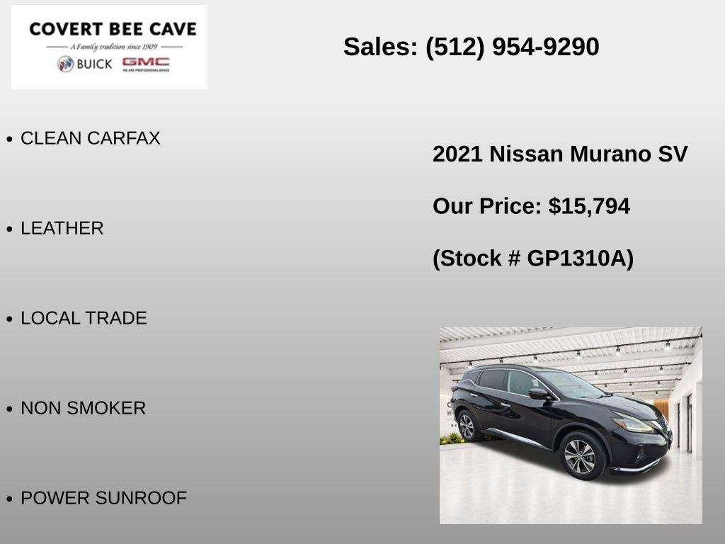 Used Car 2021 Nissan Murano  Sv For Sale Under $20,000 In Austin, Texas