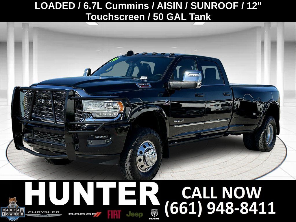 Diamond Black Crystal Pearlcoat 2024 RAM 3500 Limited Crew Cab LB DRW 4WD Pickup Truck Four-Wheel Drive 6-Speed Automatic
