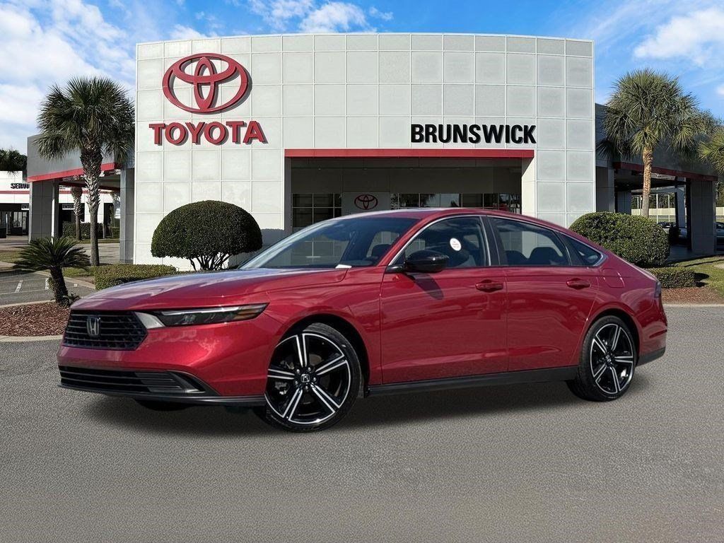 Dark Red 2025 Honda Accord Hybrid Sedan Front-Wheel Drive Continuously Variable Transmission