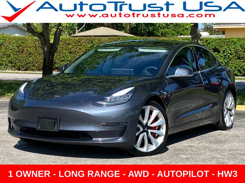 Gray 2019 Tesla Model 3 Long Range AWD Sedan All-Wheel Drive 1-Speed Automatic