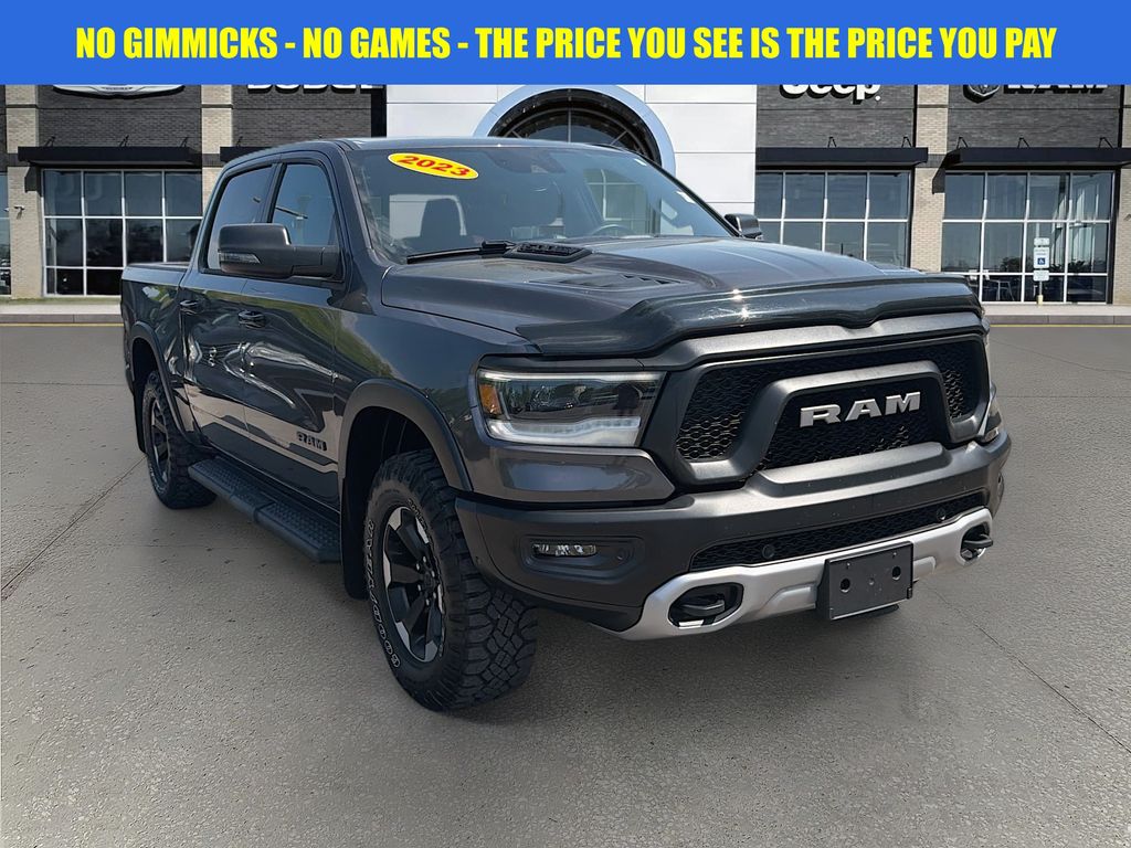 Gray (Granite Crystal Metallic Clearcoat) 2024 RAM 1500 Rebel Crew Cab 4WD Pickup Truck Four-Wheel Drive 8-Speed Automatic