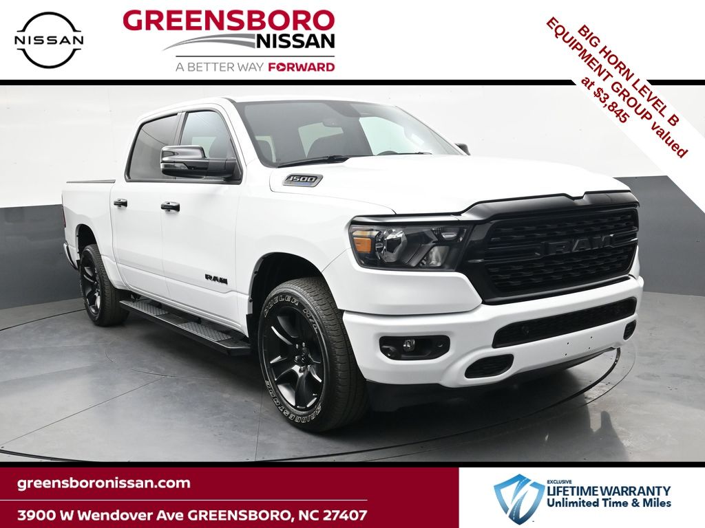 Bright White Clearcoat 2023 RAM 1500 Big Horn Crew Cab 4WD Pickup Truck Four-Wheel Drive 8-Speed Automatic