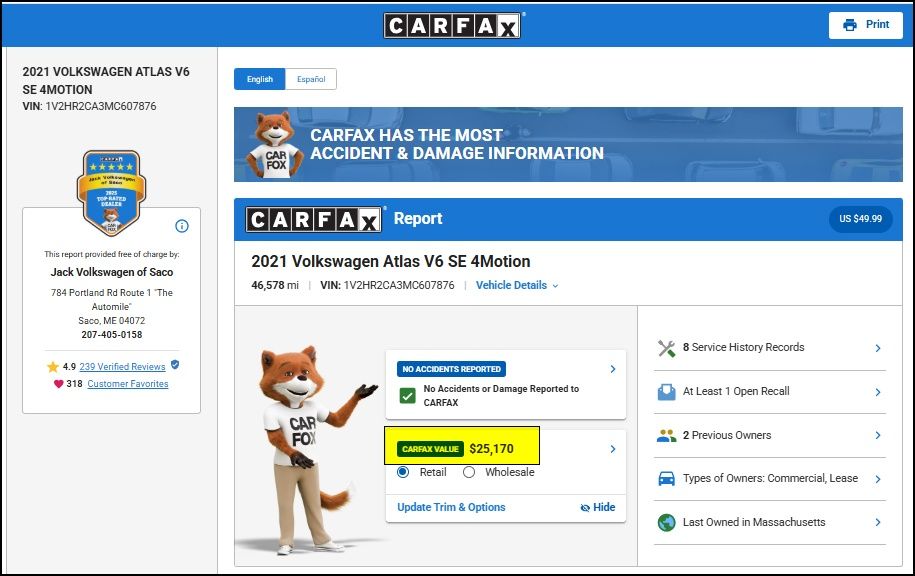 Used 2021 Volkswagen Atlas SUV