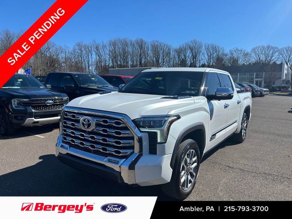 White 2022 Toyota Tundra Hybrid 1794 Edition HV CrewMax Cab 4WD Pickup Truck Four-Wheel Drive Automatic