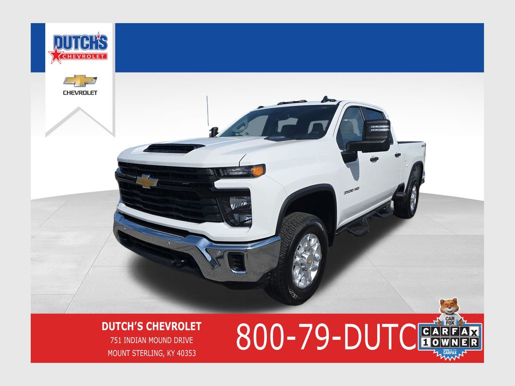 Summit White 2025 Chevrolet Silverado 3500HD Work Truck Crew Cab 4WD Pickup Truck Four-Wheel Drive Automatic