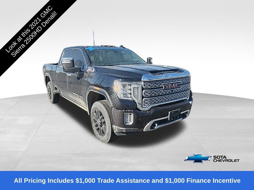 Black (Ebony Twilight Metallic) 2021 GMC Sierra 2500HD Denali Crew Cab 4WD Pickup Truck Four-Wheel Drive Automatic