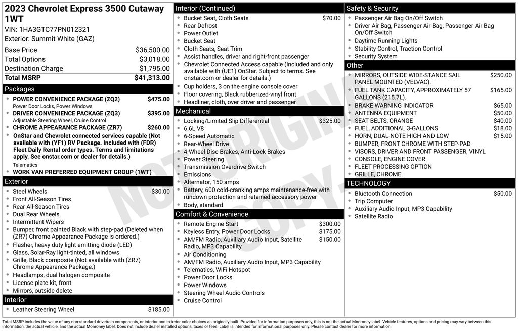 2023 Chevrolet Express Cutaway Work Van