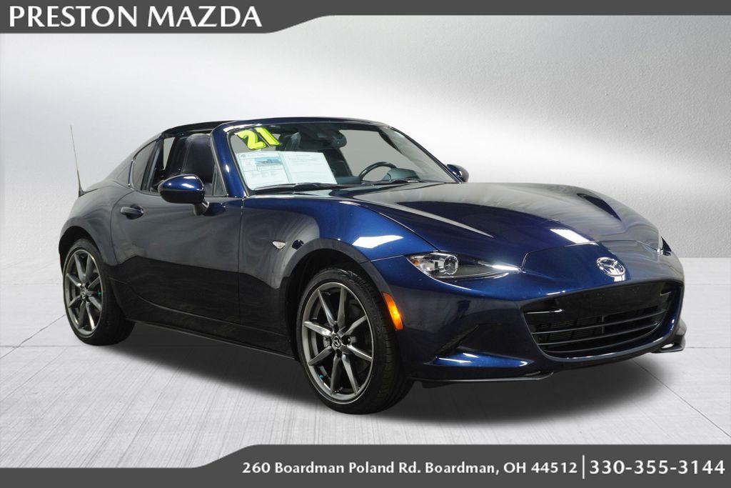 Deep Crystal Blue Mica 2021 Mazda MX-5 Miata RF Grand Touring RWD Convertible Rear-Wheel Drive 6-Speed Automatic