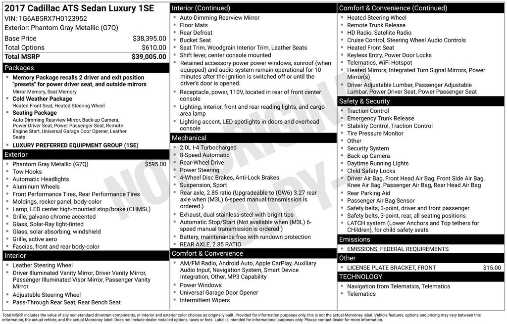 Used Car 2017 Cadillac Ats  2.0l Turbo Luxury For Sale Under $15,000 In Austin, Texas