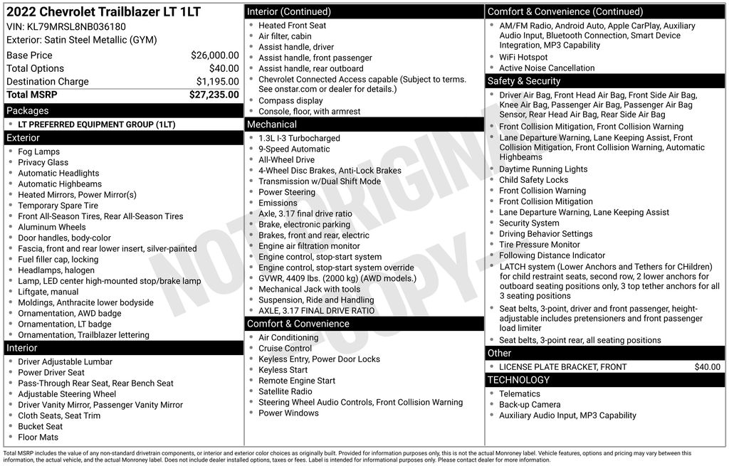 Used 2022 Chevrolet TrailBlazer SUV