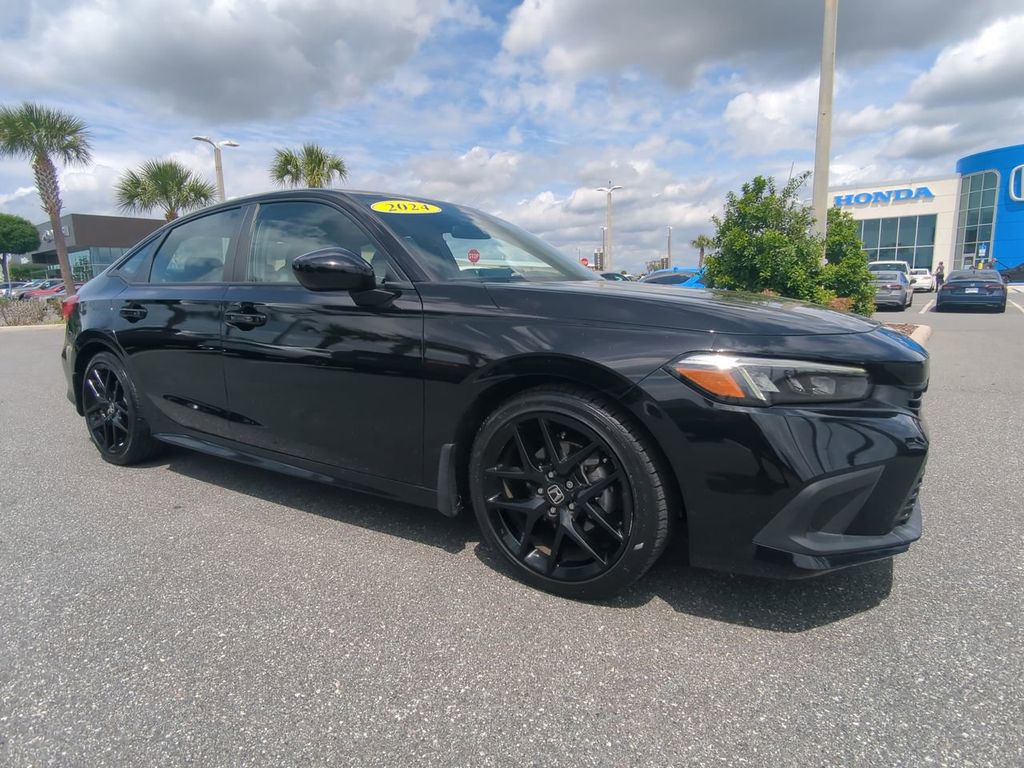 Black 2024 Honda Civic Sport FWD Sedan Front-Wheel Drive Continuously Variable Transmission